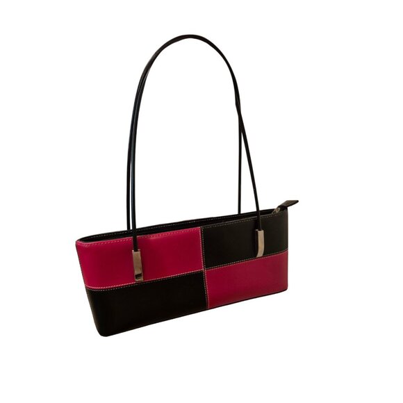 New Coast Vintage Leather Shoulder Bag Double Handle Red Black Retro Purse Bag - Picture 3 of 6